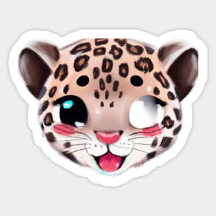 Cute Leopard Drawing Sticker